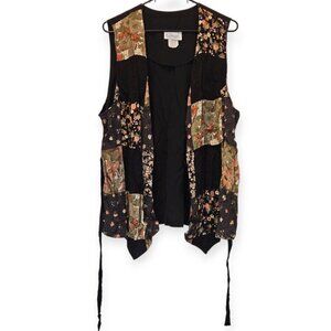 Vintage Kari's Korner Division of Periwinkle Patchwork Vest Boho Artsy 90s Style